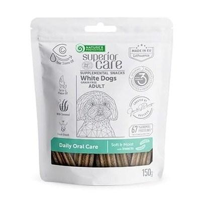 NATURE'S PROTECTION Superior Care White Dogs Adult Daily Oral Care med insekter hundegodbidder 150 g