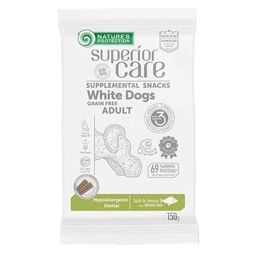 NATURE'S PROTECTION Superior Care White Dogs kornfri dental-hundegodbid med hvidfisk til voksne, 150 g
