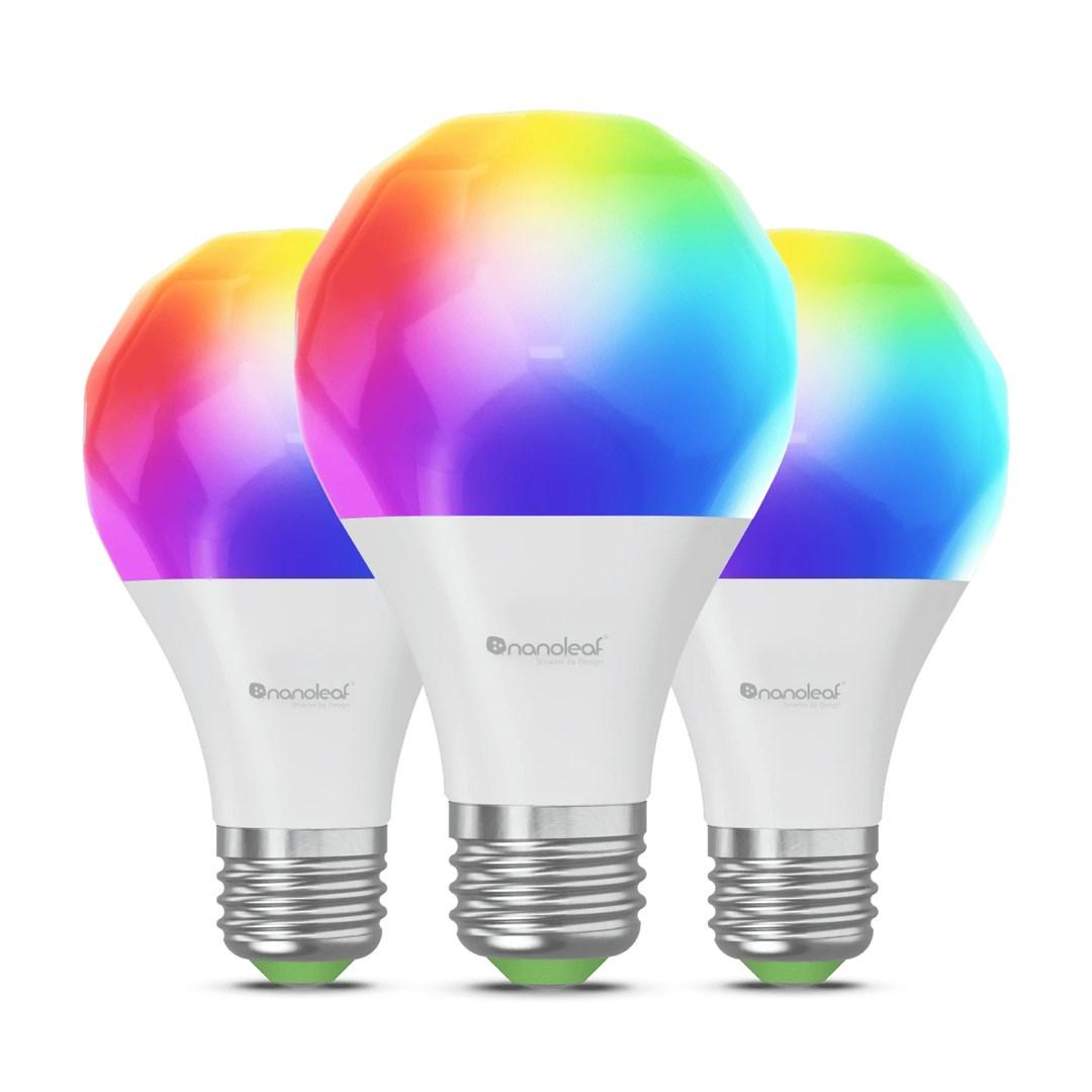 Nanoleaf Essentials Matter - LED-lyspære - form: A60 - E27 - 8.5 W - klasse F - RGBCW-lys - 2700-6500 K (pakke med 3)