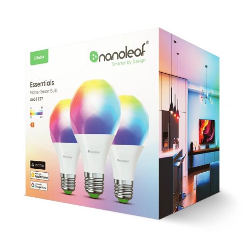 Smart pære Nanoleaf Essentials A60 E27 Matter Bluetooth - 3 stk.
