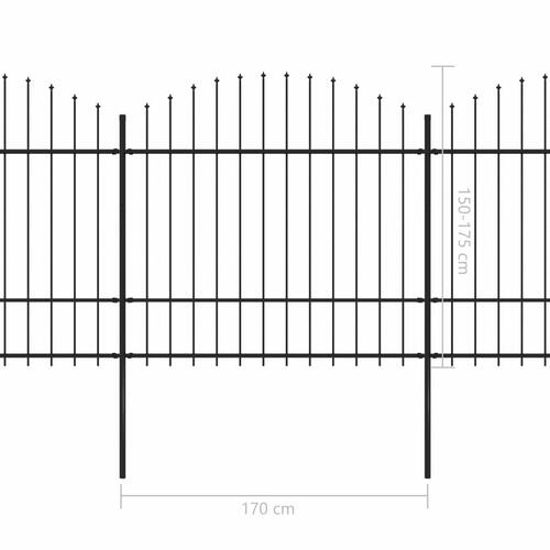 Havehegn med spydtop (1,5-1,75) x 3,4 m sort stål