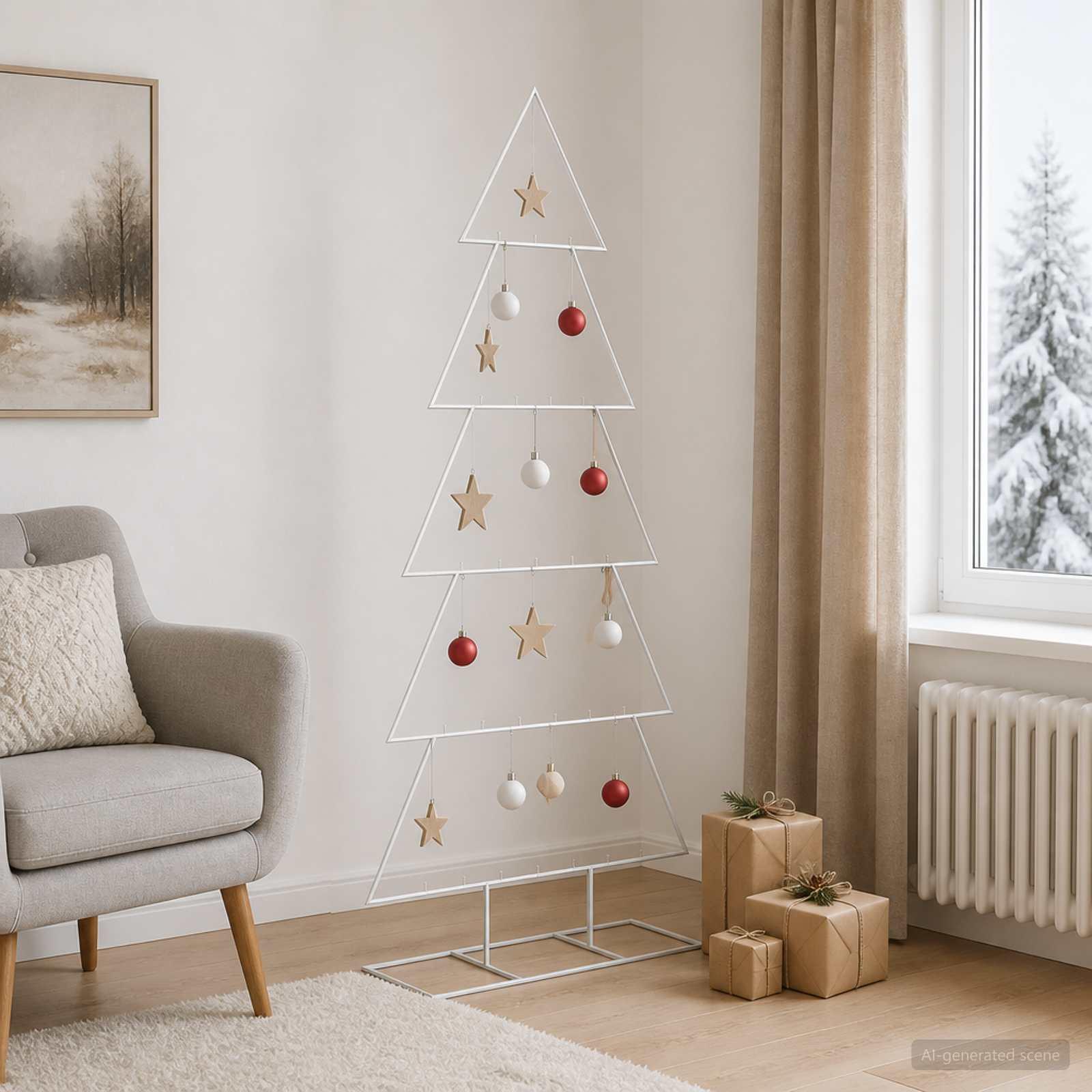 Metaljuletræ med fod KUOPIO 150 cm - hvid