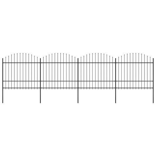 Havehegn med spydtop (1,5-1,75) x 6,8 m sort stål