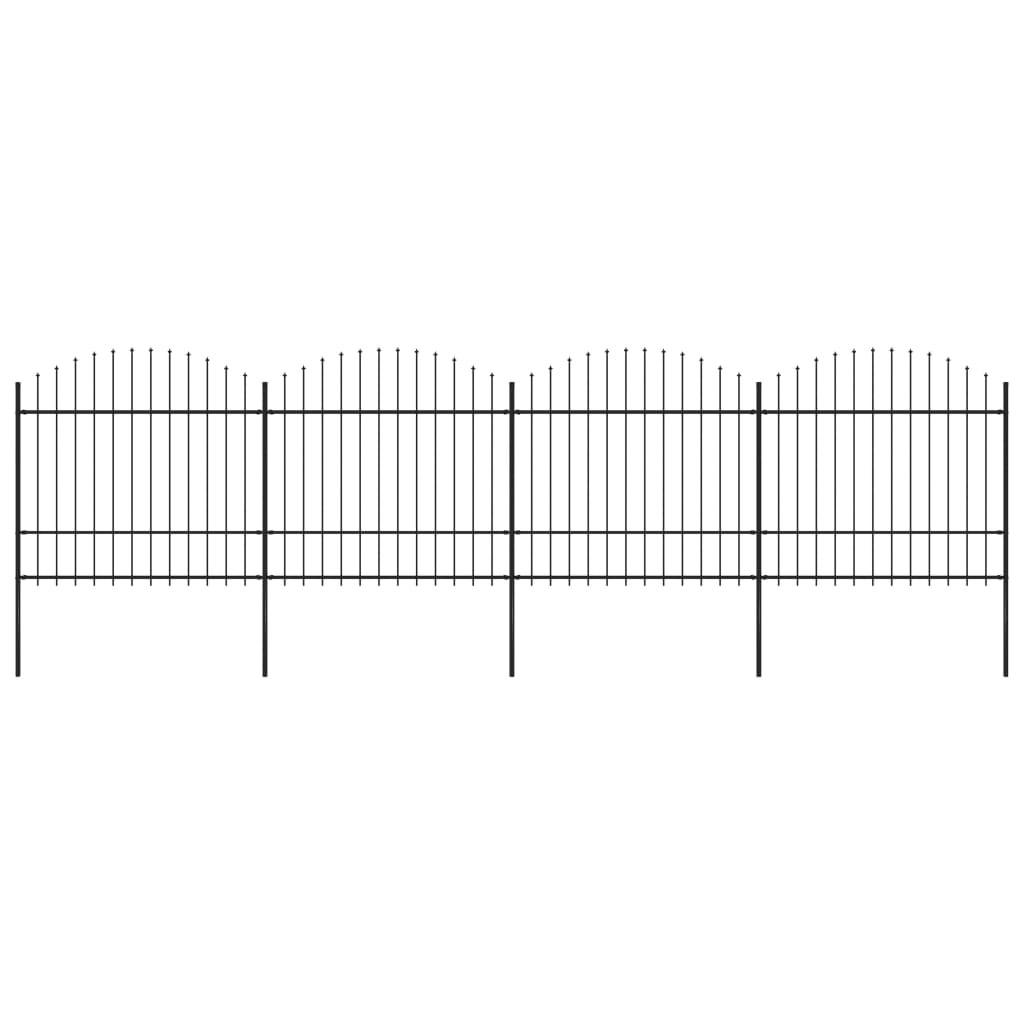 Havehegn med spydtop (1,5-1,75) x 6,8 m sort stål