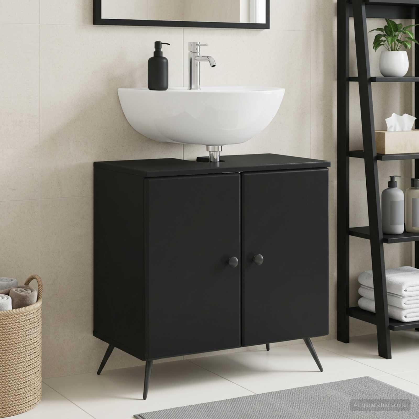 vidaXL Badeværelsesskabsunder BREDA Sort 59,5 x 31,5 x 59 cm