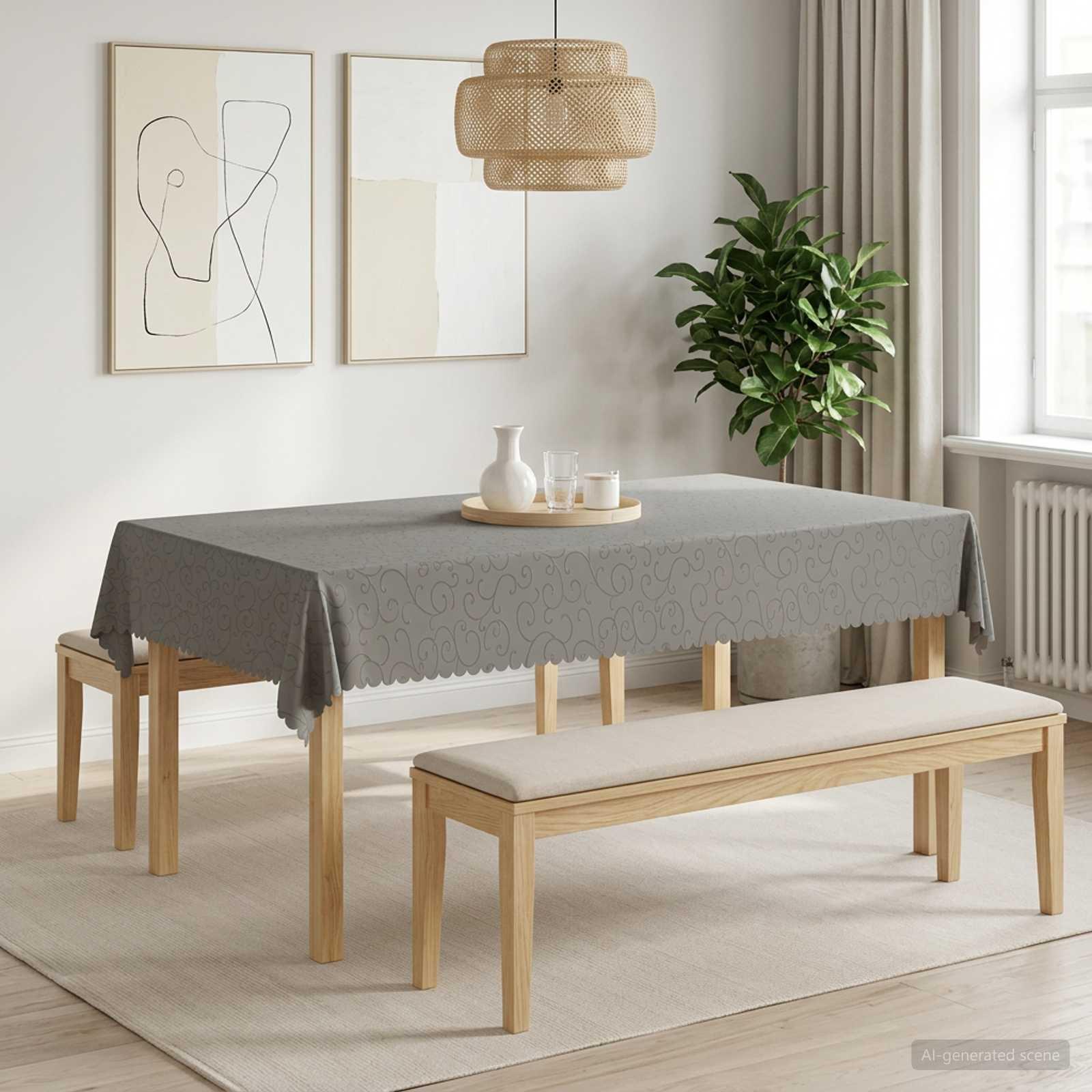 Dug 5 stk. rektangulær lysegrå 110 x 160 cm med jacquardmønster