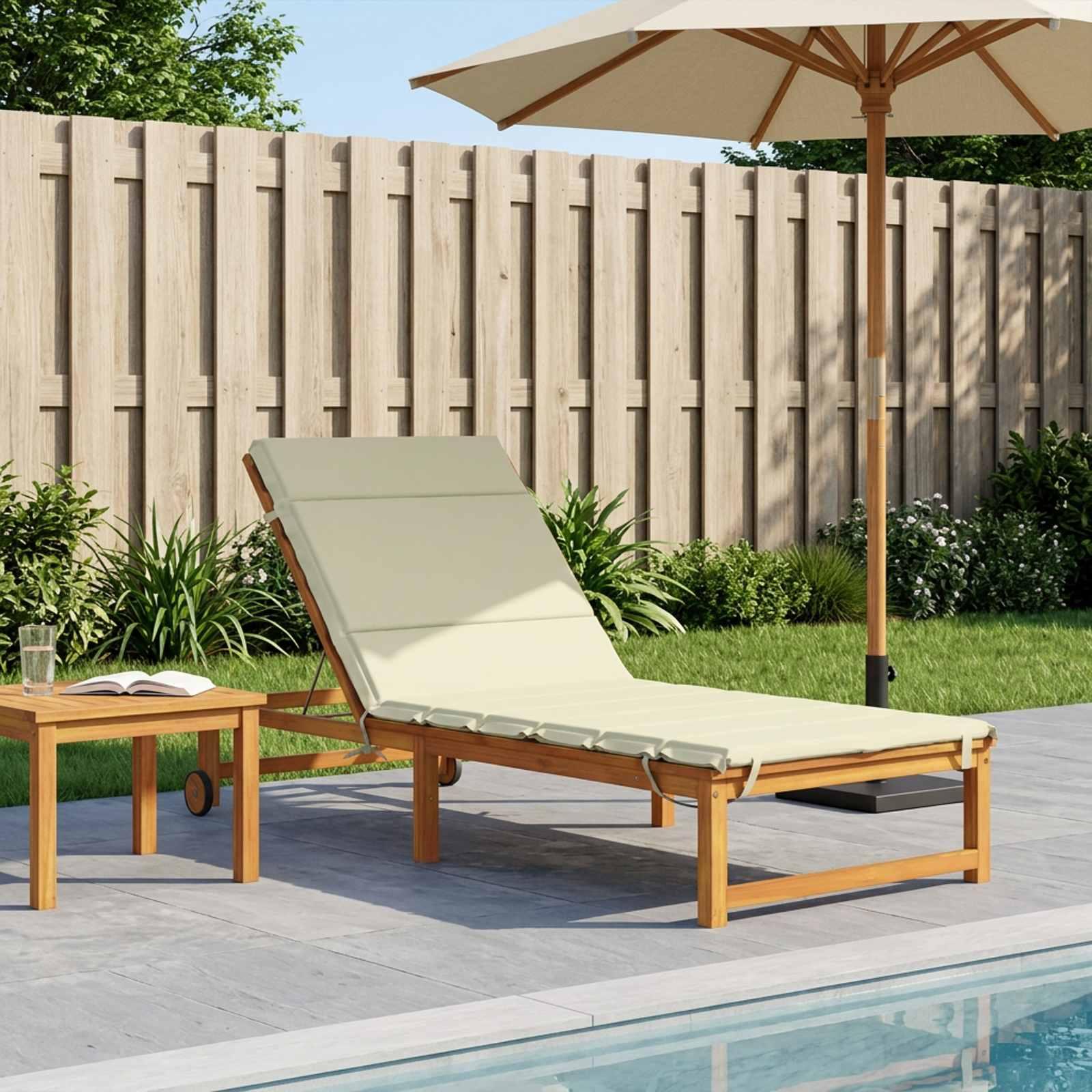 vidaXL Solseng Pude GEMERT 100% polyester Cremefarvet 200 x 80 x 3 cm