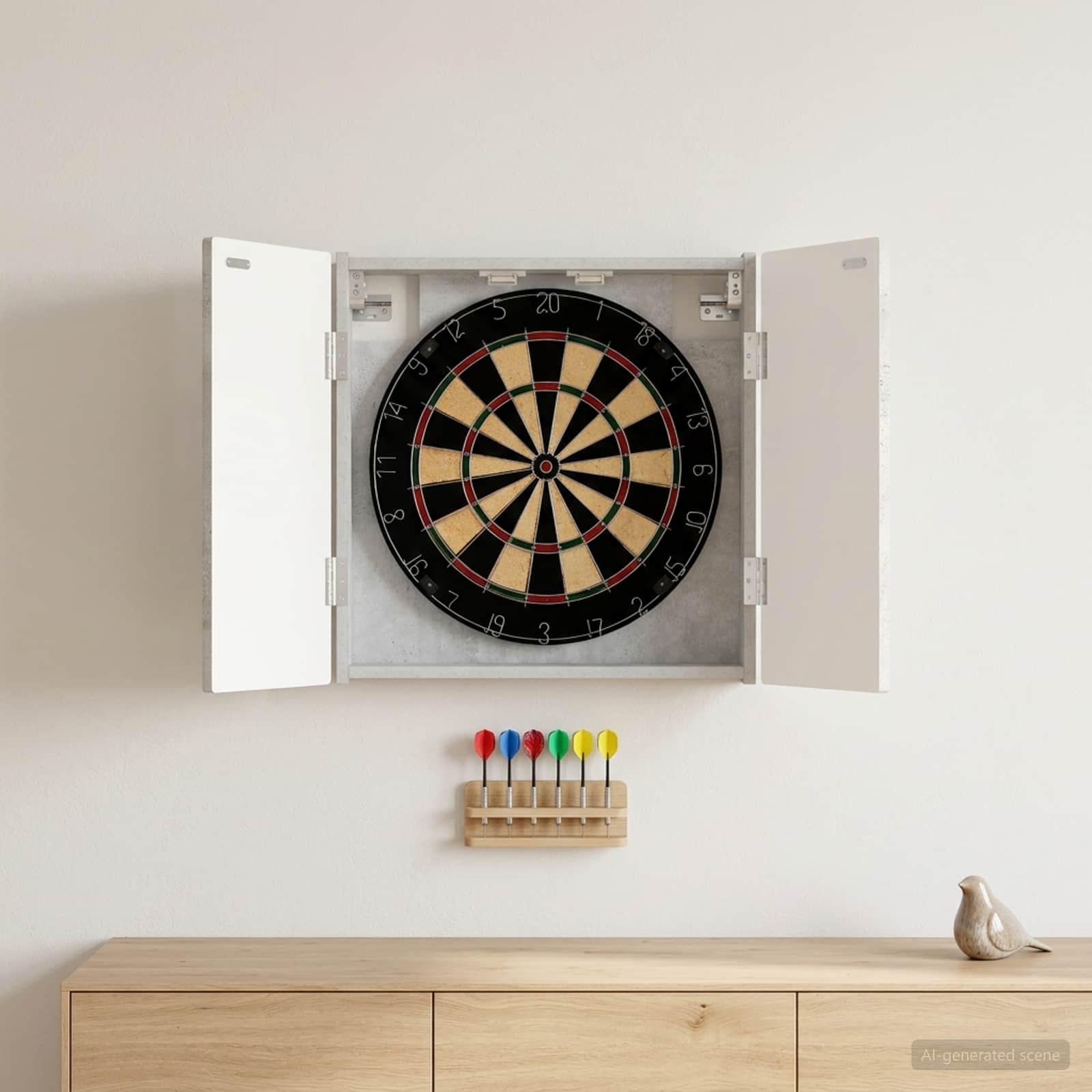 Dartskab ALKMAAR betongrå 52,5 x 10,5 x 53,5 cm til indendørs brug
