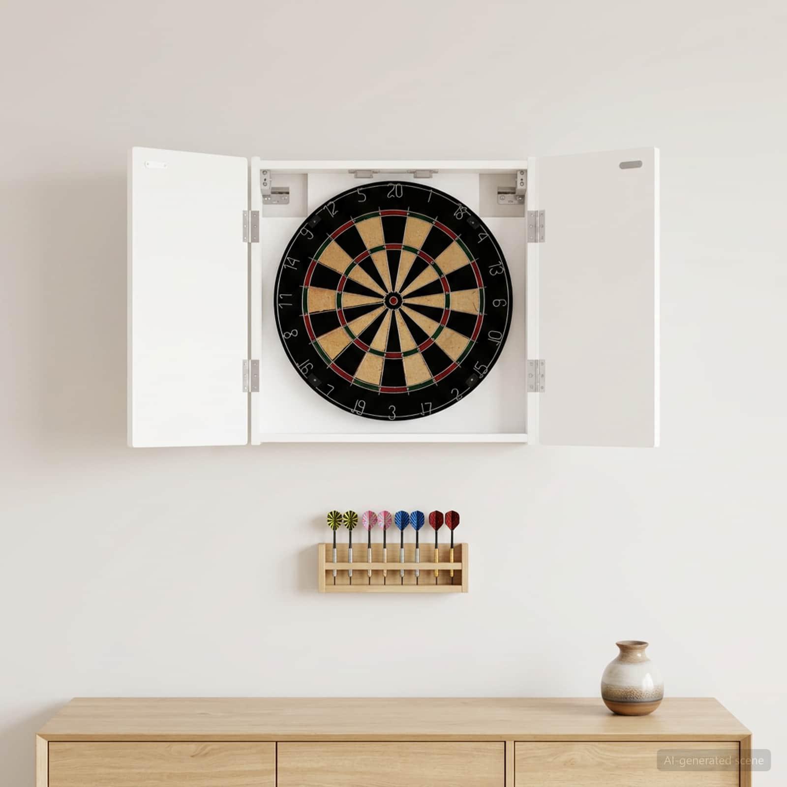 Dartskab ALKMAAR hvid 52,5 x 10,5 x 53,5 cm til vægmontering