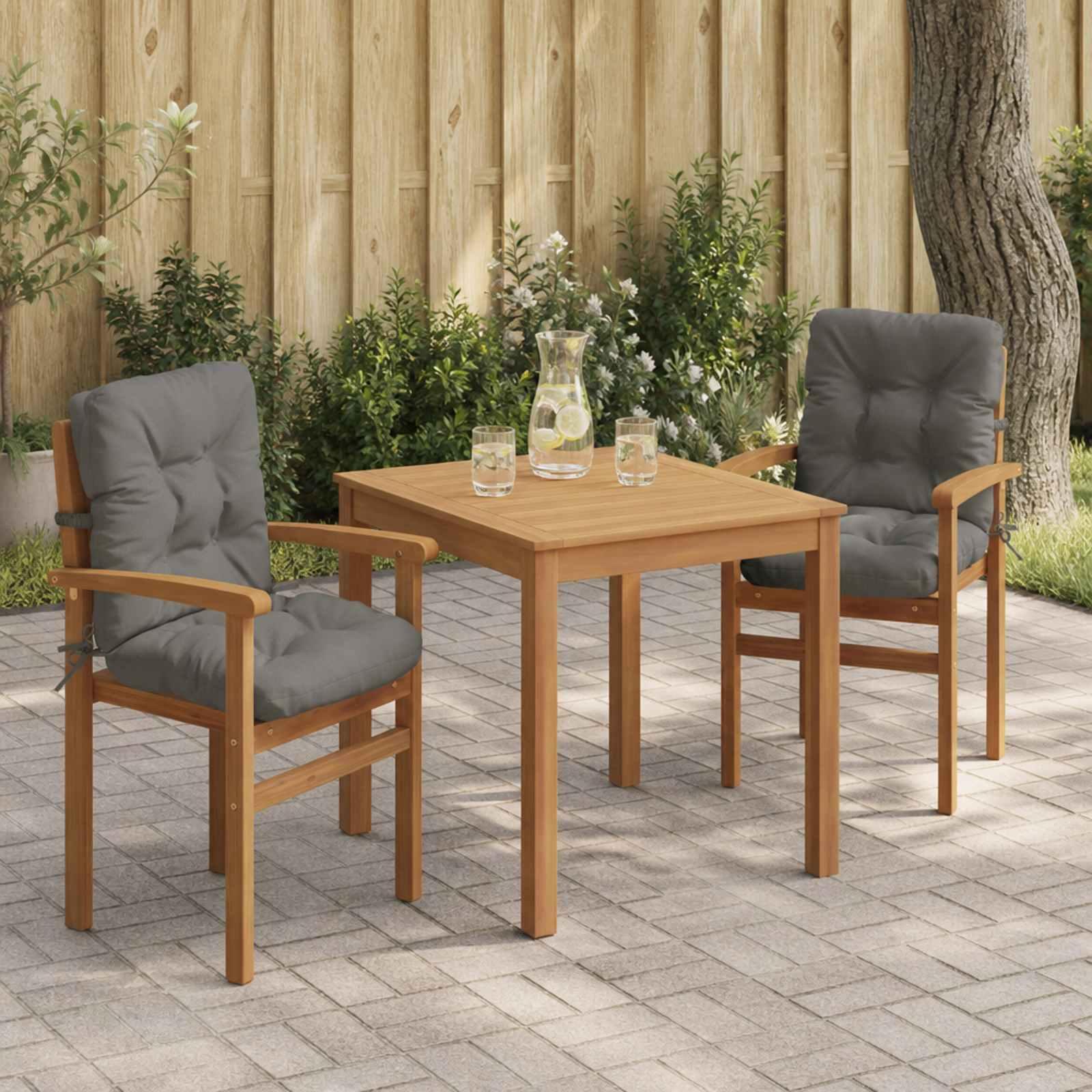 2 stk. højryggede stolehynder VIANEN i grå polyester - 100 x 50 x 8 cm