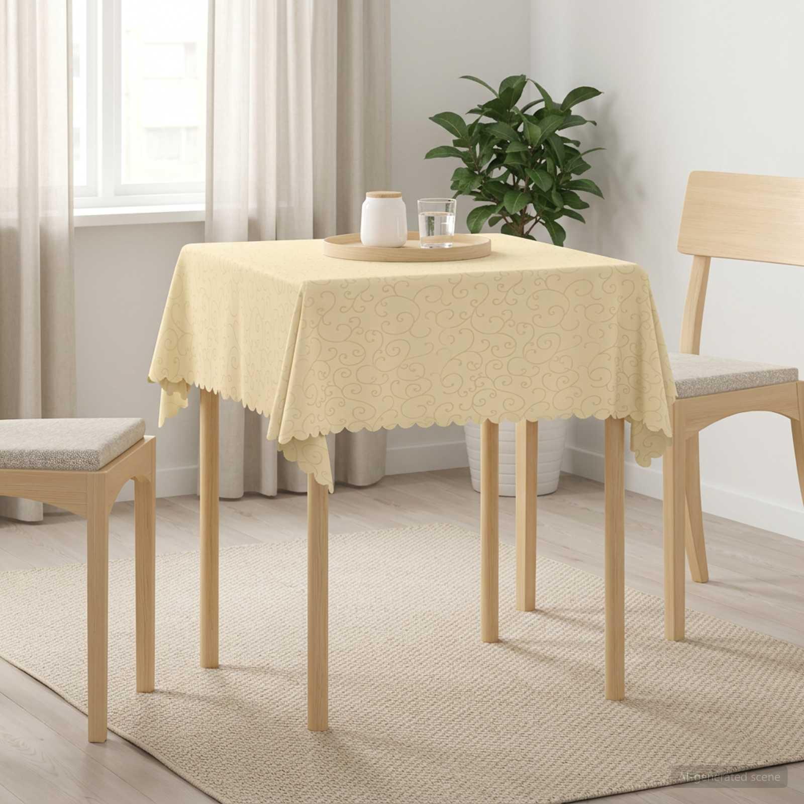 Borddug 5 stk. firkantet i cremehvid 90 x 90 cm med jacquardmønster