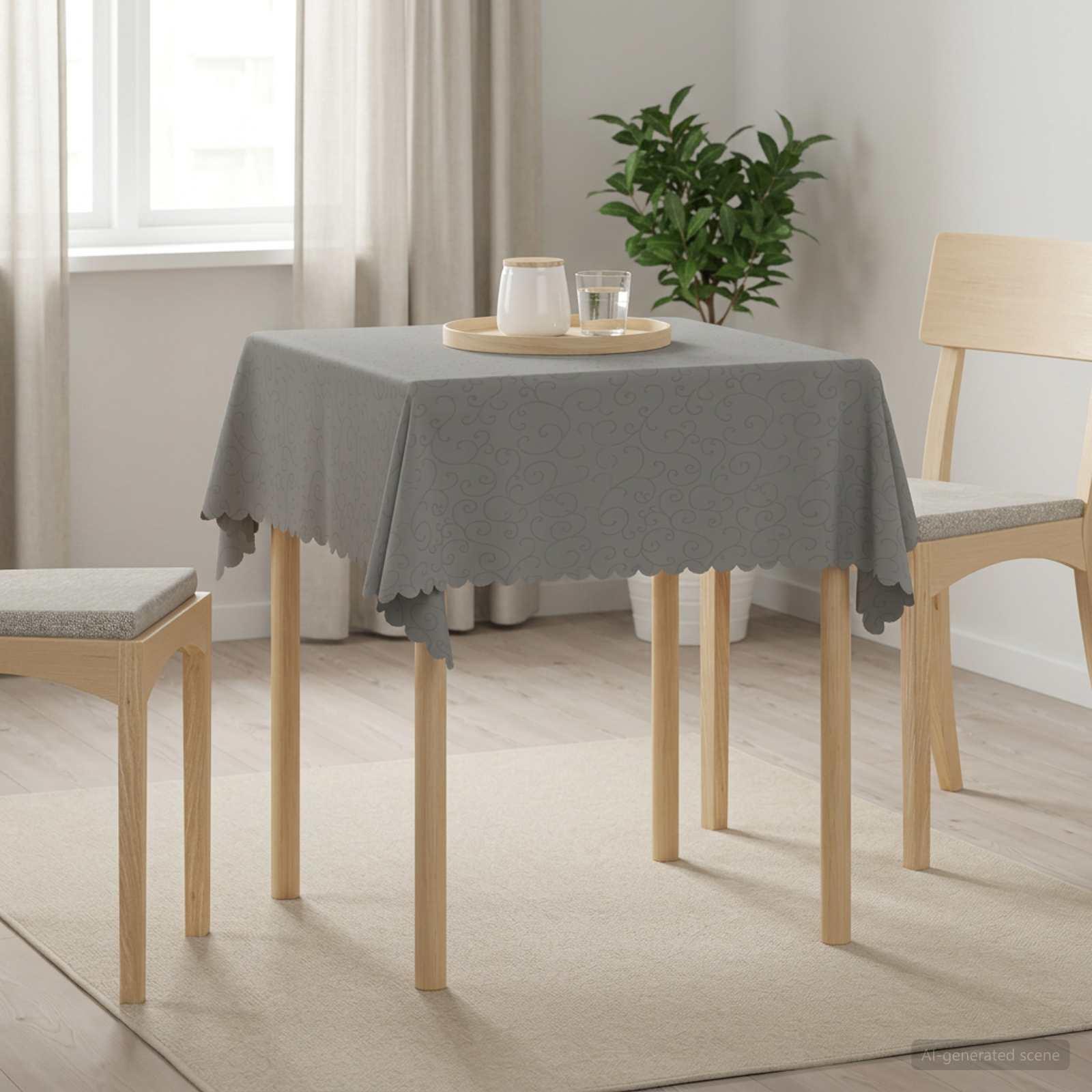 Borddug 5 stk. firkantet i lysegrå polyester med jacquardmønster 90 x 90 cm
