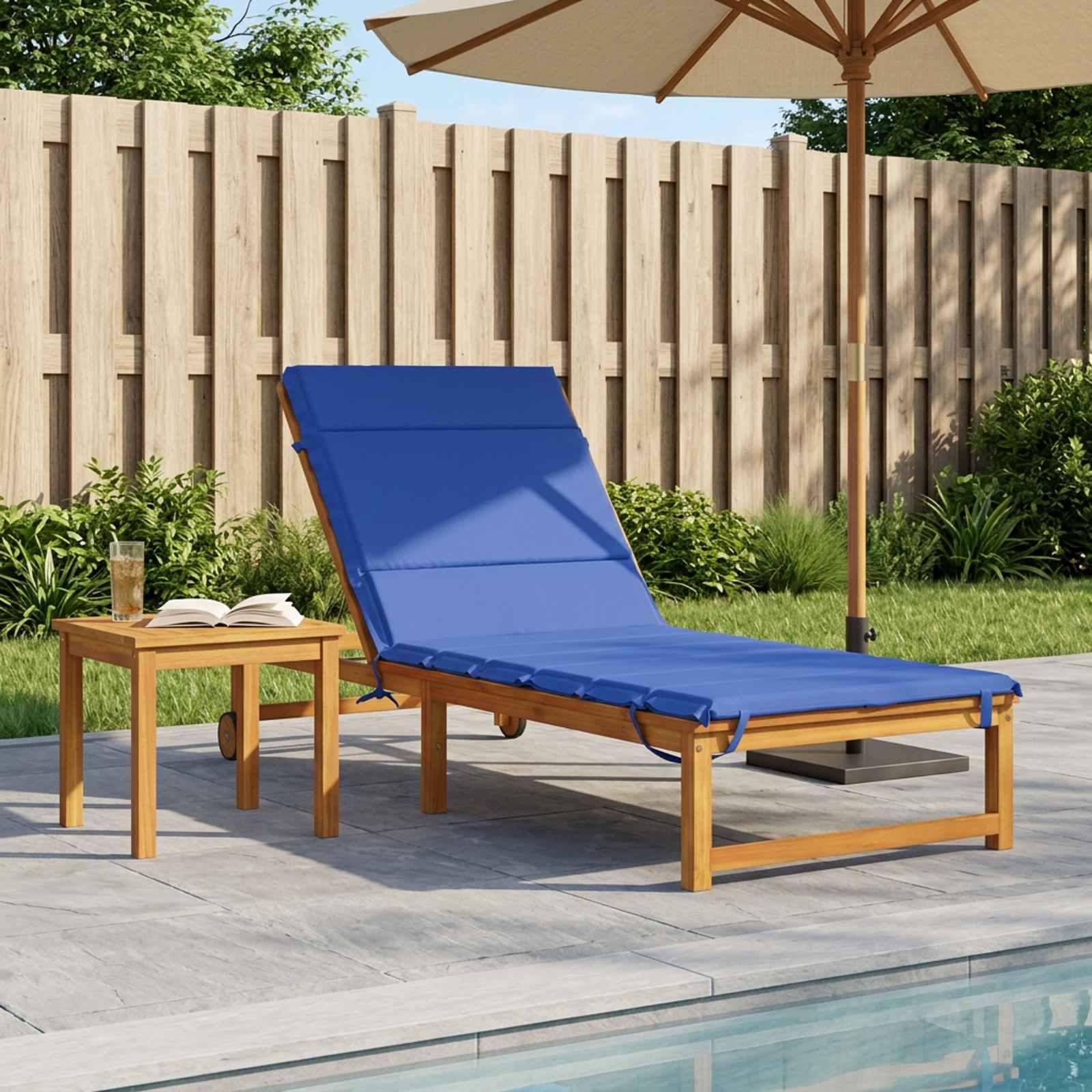 Solsengspude GEMERT i kongelig blå - 200 x 70 x 3 cm, 100 % polyester til solstol