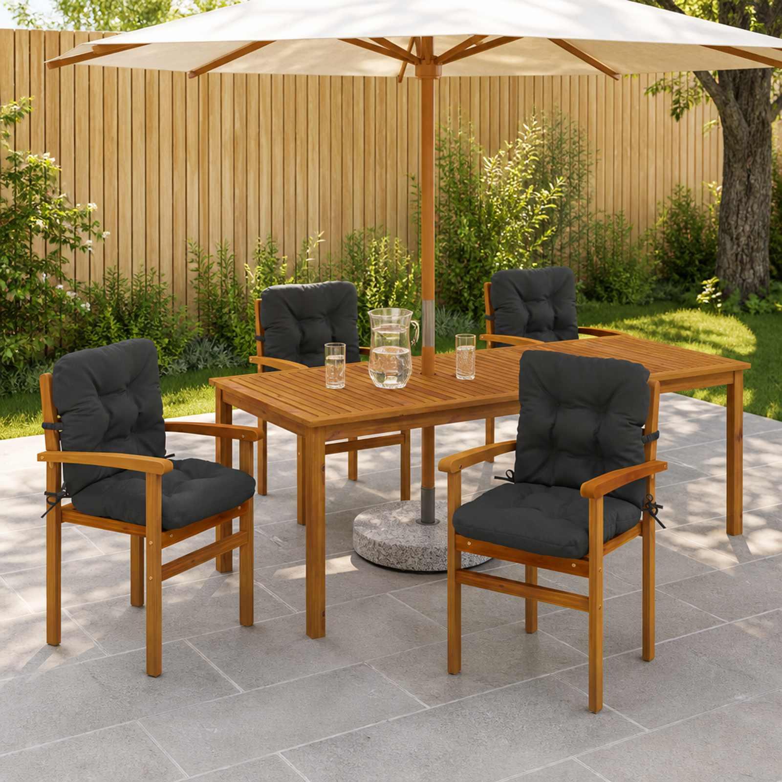 6-delt højryg stolehynder VIANEN i 100% polyester - antracit, 100 x 50 x 8 cm
