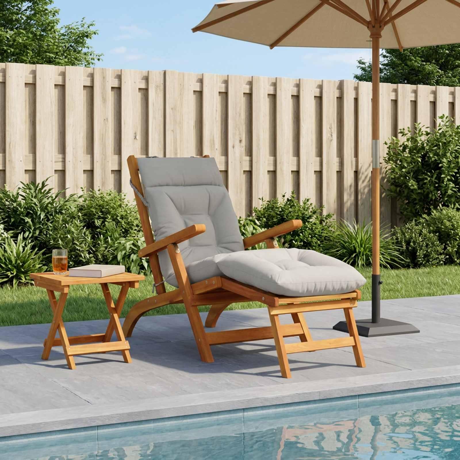 Solsengspude VIANEN i hvid polyester med skumfyld, 200 x 50 x 8 cm