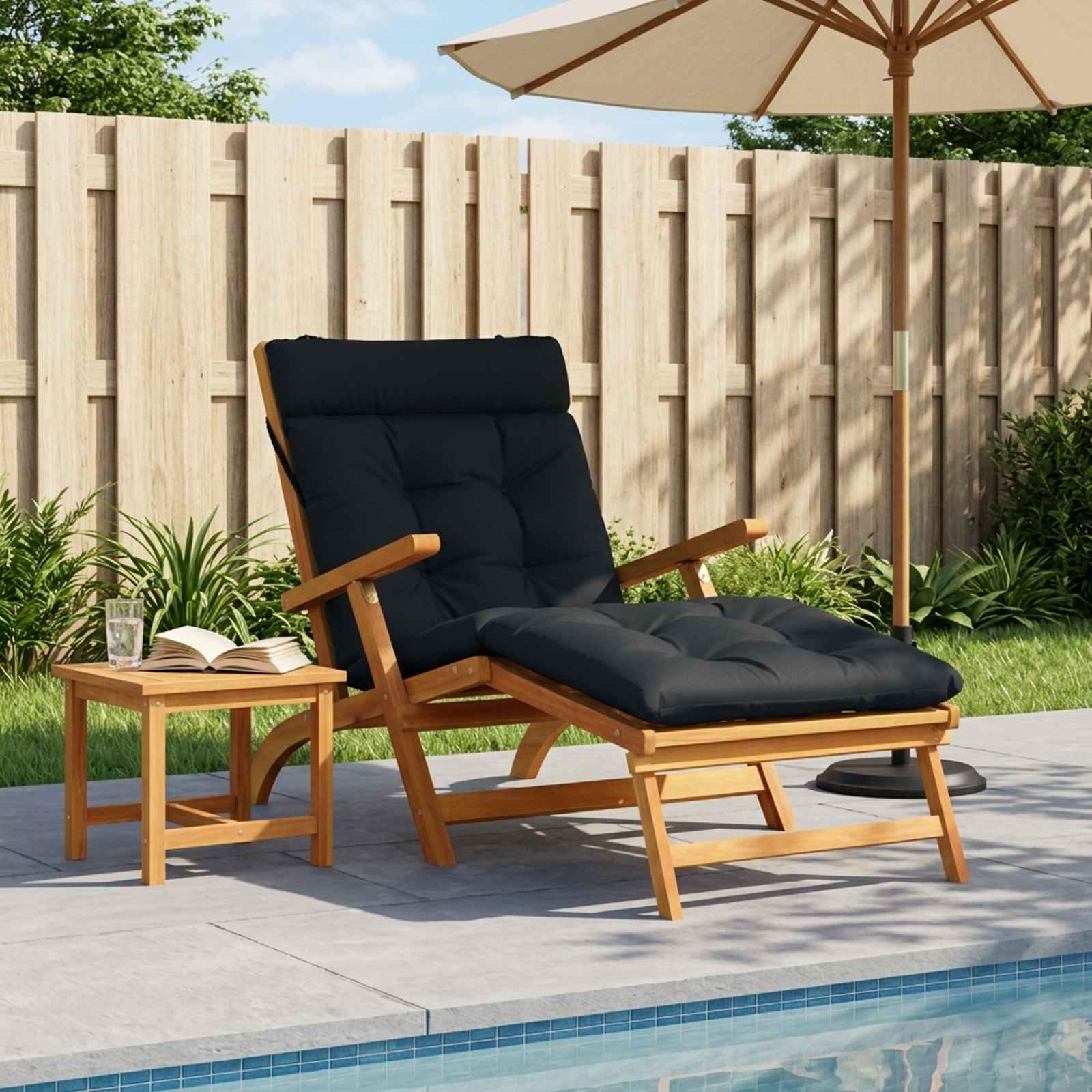 Solsengspude VIANEN i 100% polyester - mørk blå 200 x 80 x 8 cm med aftageligt betræk