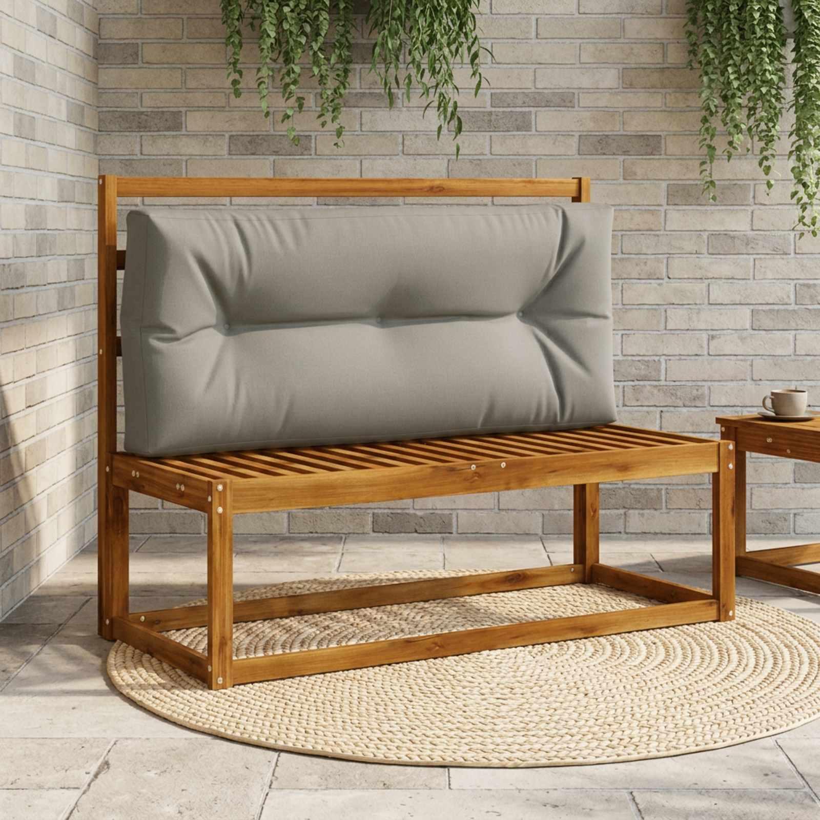 Palle rygpude VIANEN i 100% polyester - grå, 120 x 60 x 12 cm til inde og ude