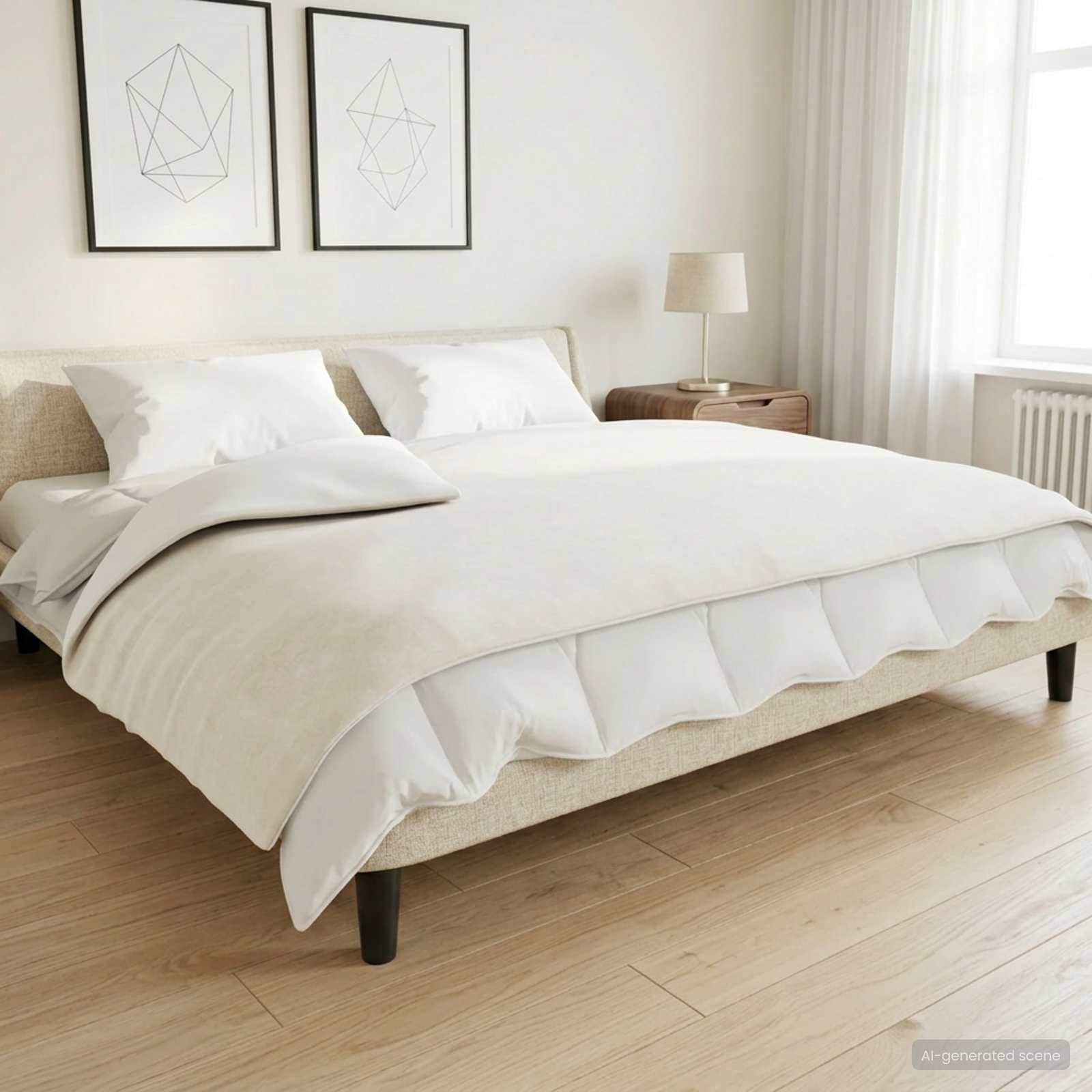 Vægtet tæppe med aftageligt betræk - hvid 155 x 220 cm, 7 kg, 100% bomuld 205T