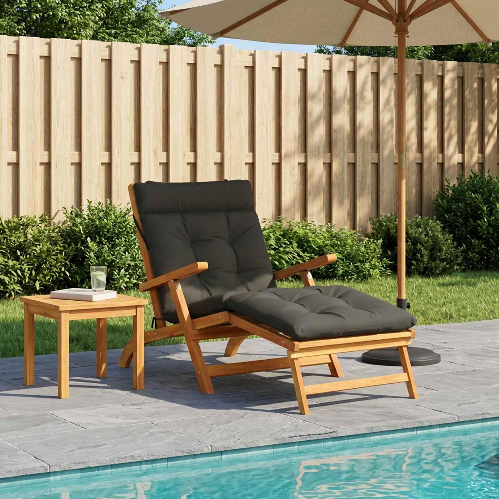 Solsengspude VIANEN i 100% polyester med skumfyld - antracit, 200 x 90 x 8 cm