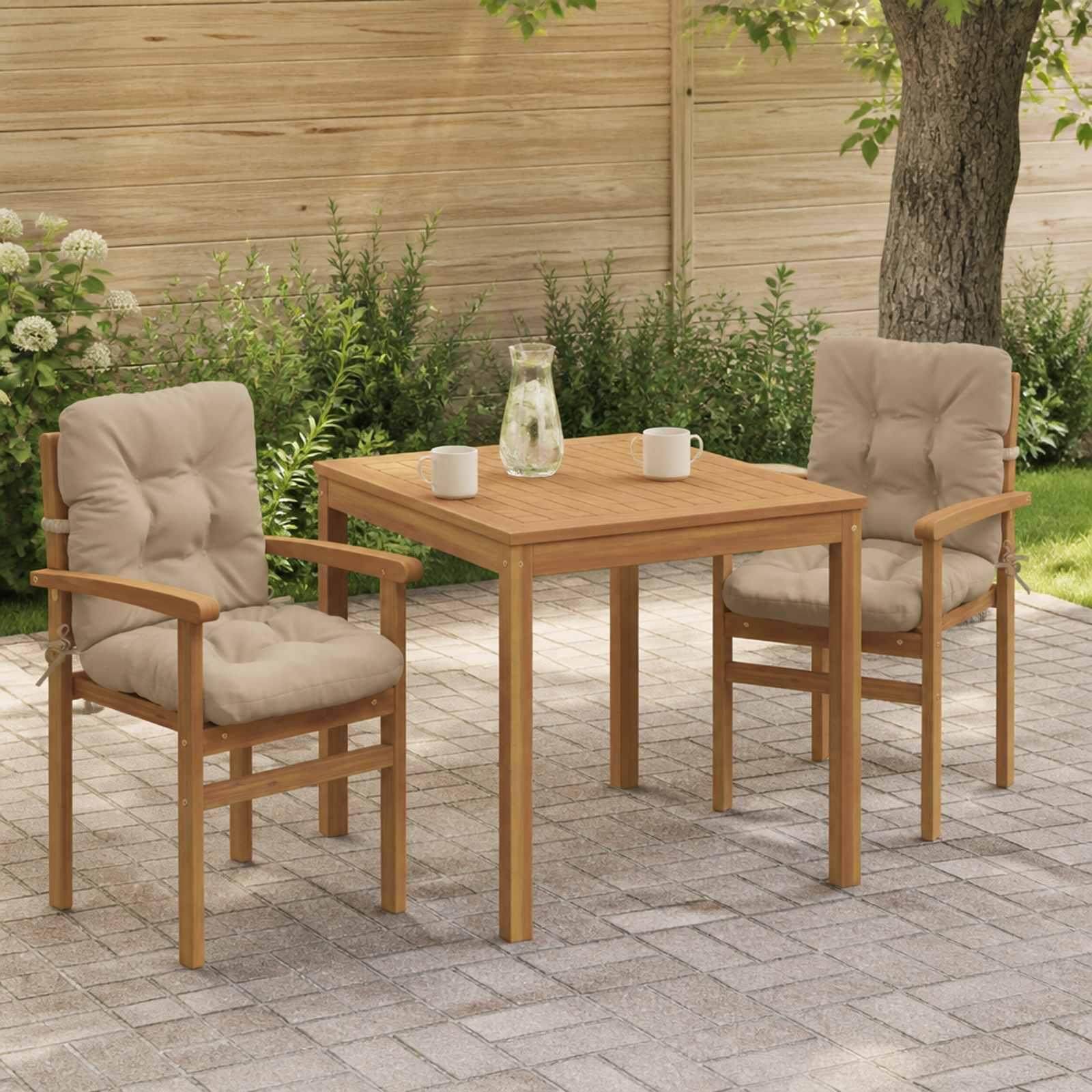 Højryggede stolehynder 2 stk. VIANEN i sandfarvet polyester - 100 x 50 x 8 cm