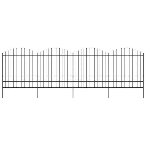 Havehegn med spydtop (1,75-2) x 6,8 m sort stål