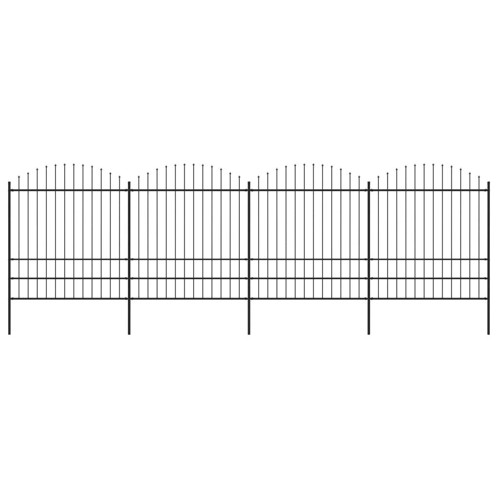 Havehegn med spydtop (1,75-2) x 6,8 m sort stål