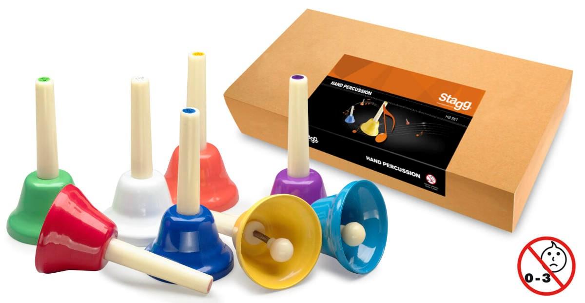 Stagg HB SET håndklokkesæt - 8 farvede håndklokker til håndpercussion
