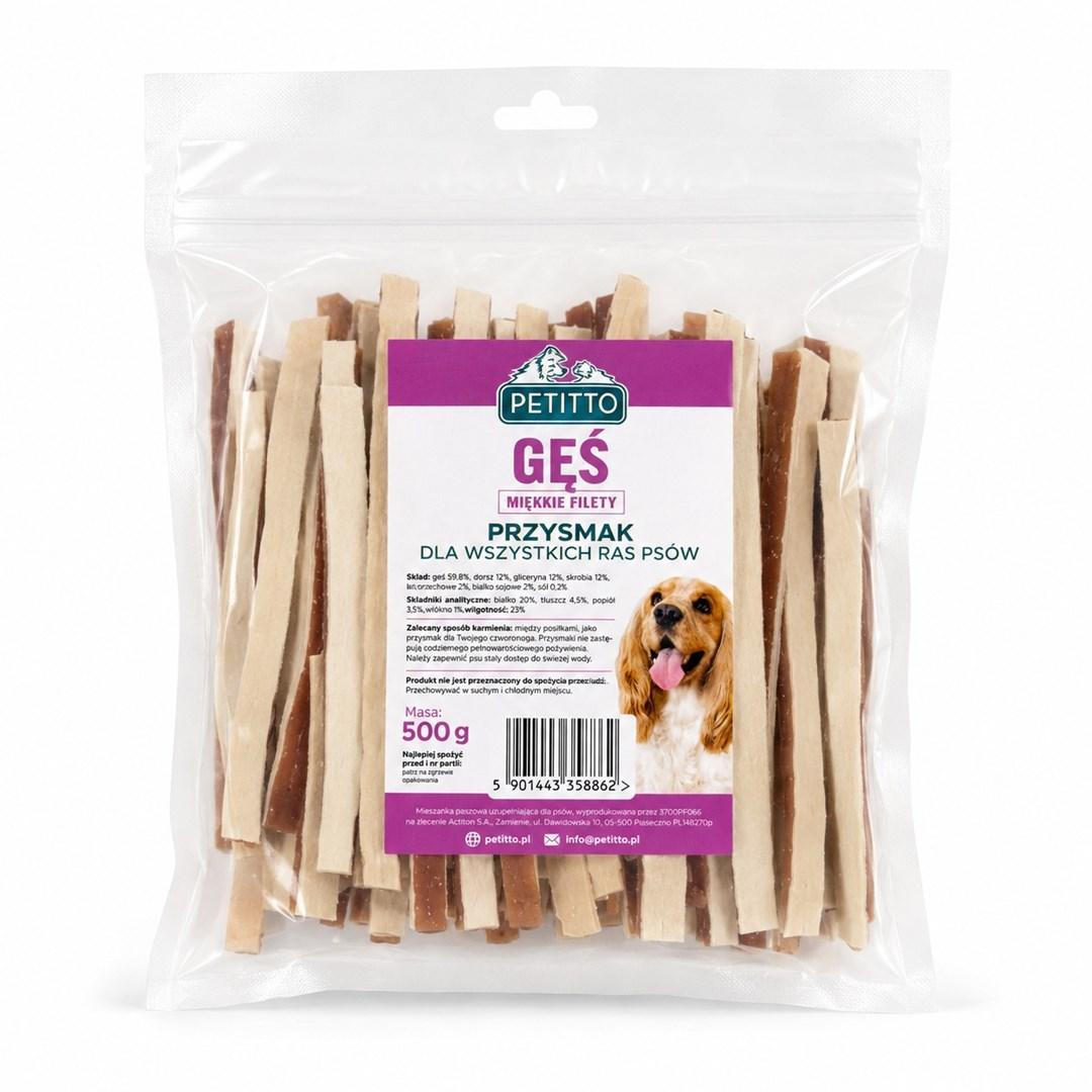 PETITTO bløde gåsesandwiches hundegodbidder 500 g - træningsgodbid til voksne hunde