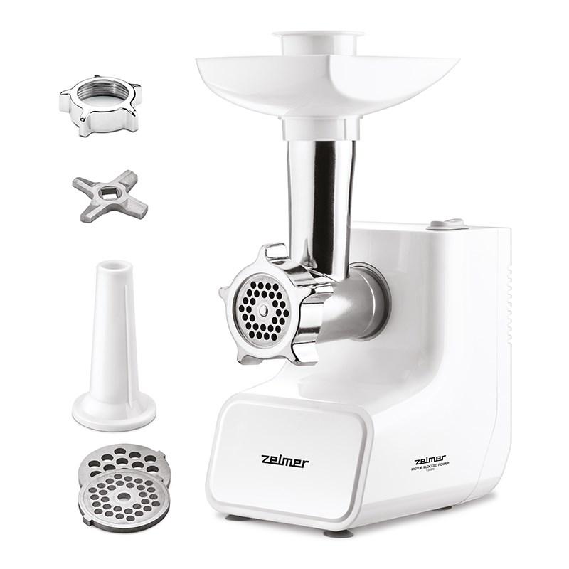 Zelmer ZMM3511B, 1500 W, Sølv, Hvid, 4 mm, 8 mm, 2 kg/min, Rustfrit stål, Plast
