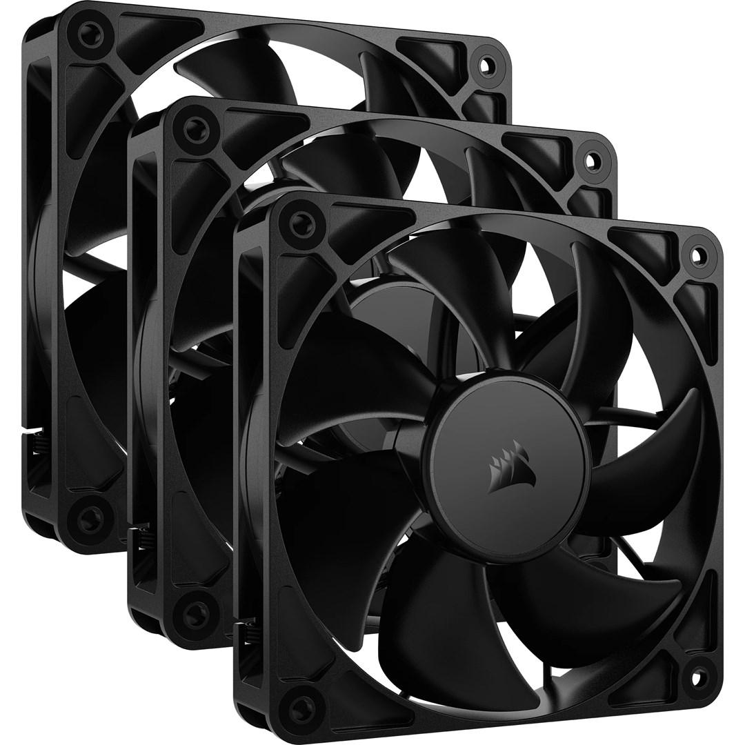 Corsair RS120 kabinetventilator 120 mm PWM 4-pin - sort 3-pak med magnetisk levitationsleje