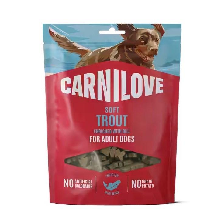 CARNILOVE Soft Trout hundegodbidder med dild til voksne hunde, kornfri træningsgodbid 200 g