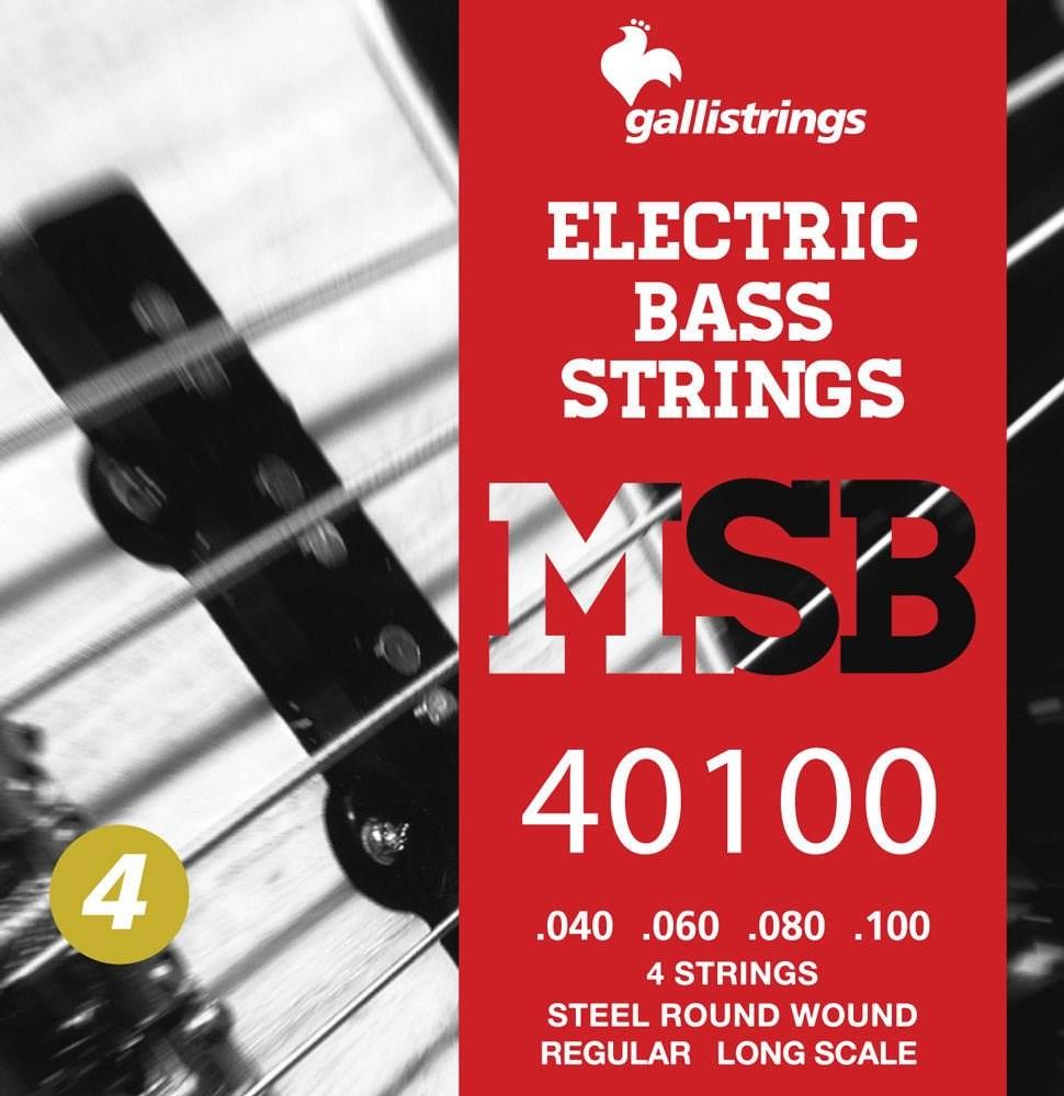 GalliStrings MSB 40100 elbasstrenge - 4-strenget sæt .040-.100, steel round wound, long scale