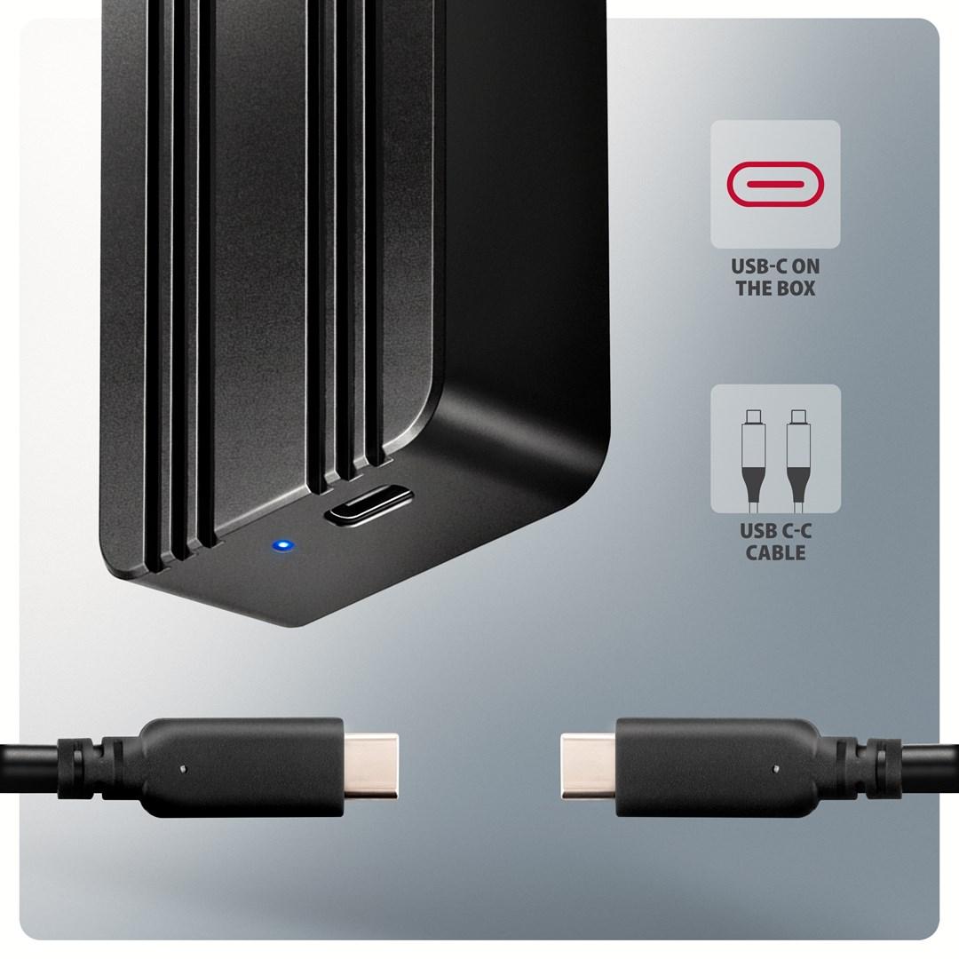 AXAGON EEM2-40G USB-C 40 Gbit/s M.2 NVMe SSD-kabinet i aluminium - sort