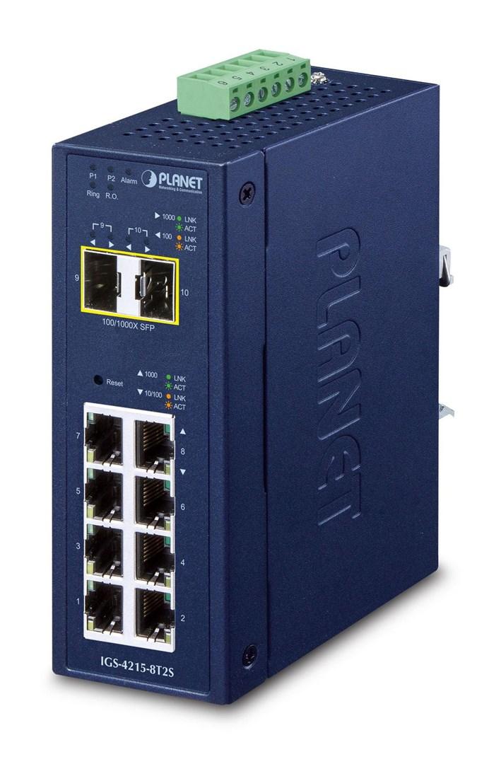 PLANET IGS-4215-8T2S industriel managed L2/L4 Gigabit Ethernet switch med 8 porte og 2 SFP