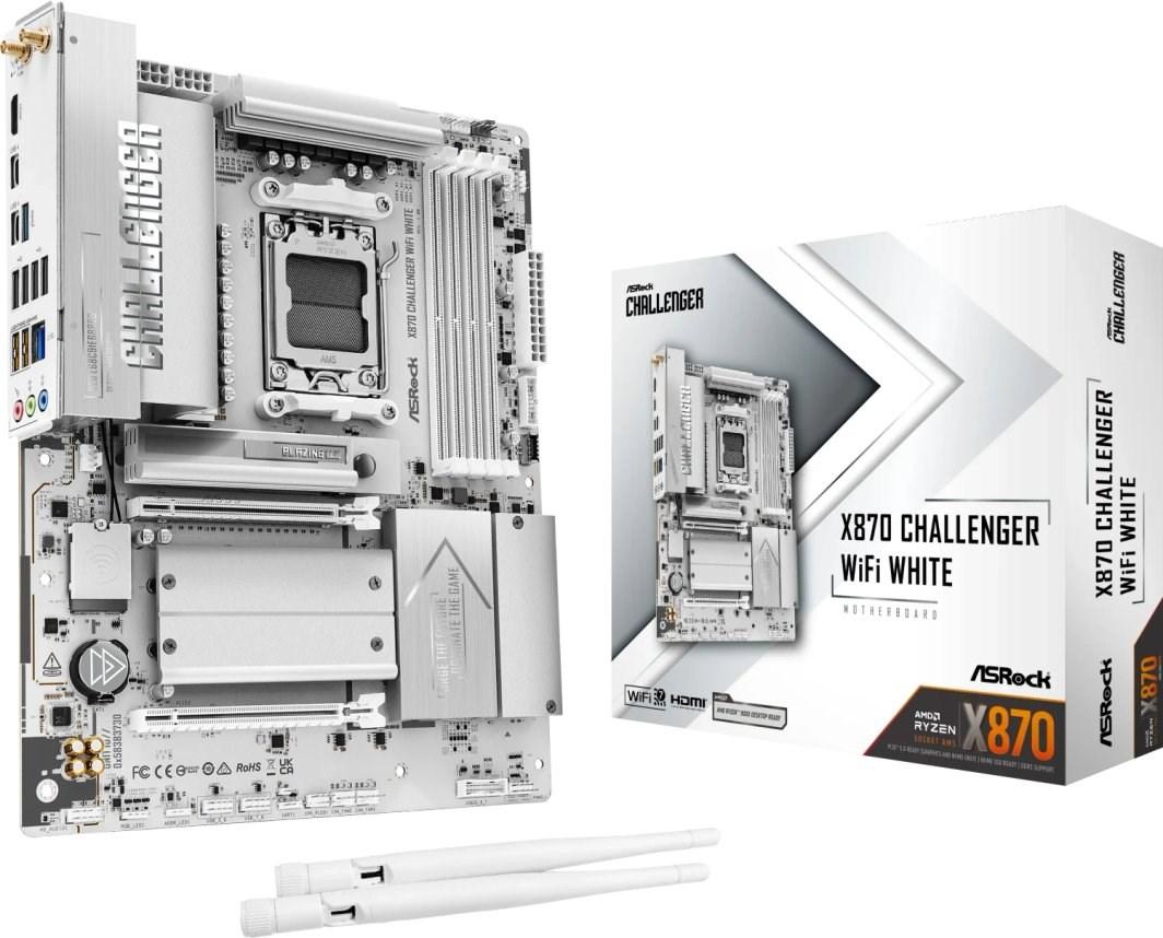 ASRock X870 Challenger WiFi White ATX bundkort til AMD AM5 med DDR5 og WiFi