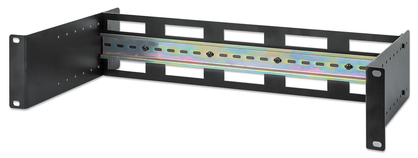 Intellinet justerbart 19" rackmonteret DIN-skinnesæt 2U i aluminium - sort RAL 9005