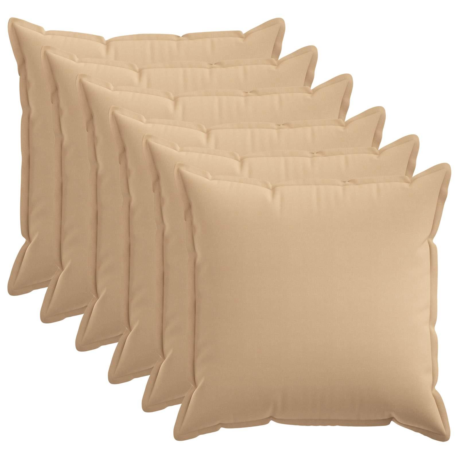 Pudebetræk 6 stk HOUTEN cremefarvet 60 x 60 cm i faux linned med lynlås