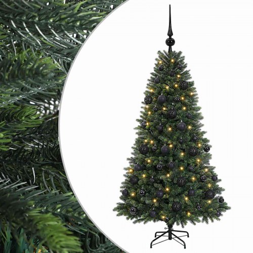 Kunstigt juletræ med kugler 120 cm - 150 LED varm hvid