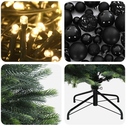 Kunstigt juletræ med kugler 120 cm - 150 LED varm hvid