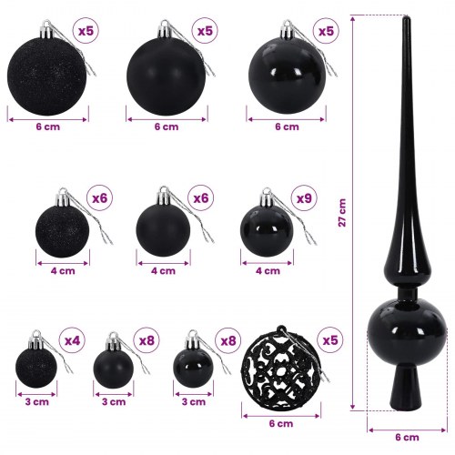 Kunstigt juletræ med kugler 120 cm - 150 LED varm hvid
