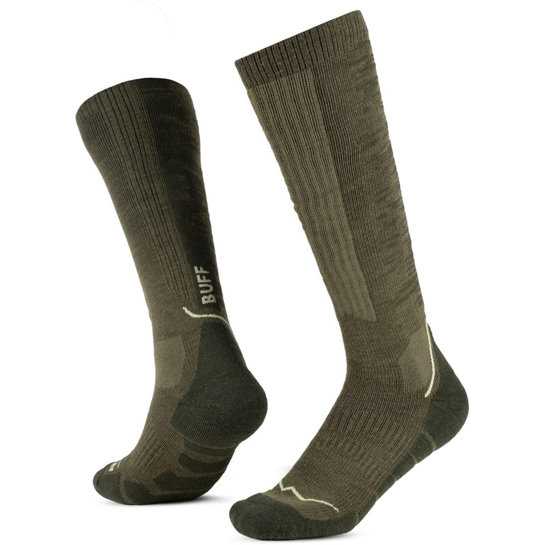 Buff Merino HW Over The Calf strømper HWO2 - Olive, L 42-44