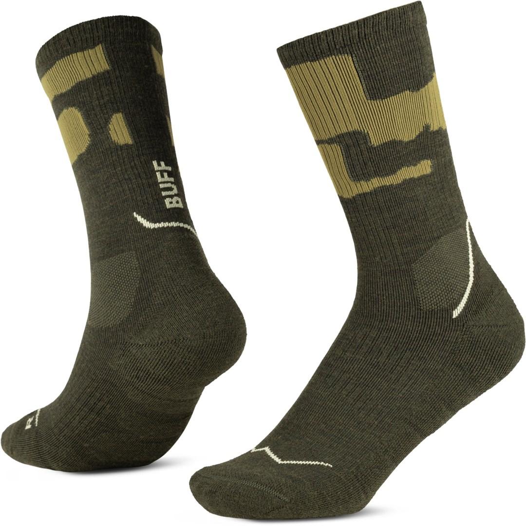 Buff Merino MW Crew Socks MWC2 Beetle unisex strømper - grøn, str. L 42-44