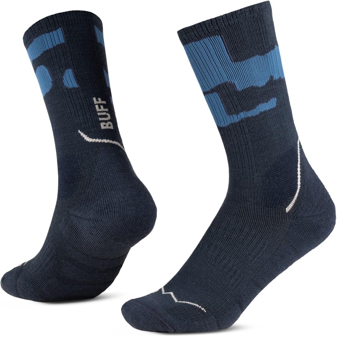 Buff MW Crew Socks MWC2 unisex strømper i merinould, Night Blue, str. L 42-44