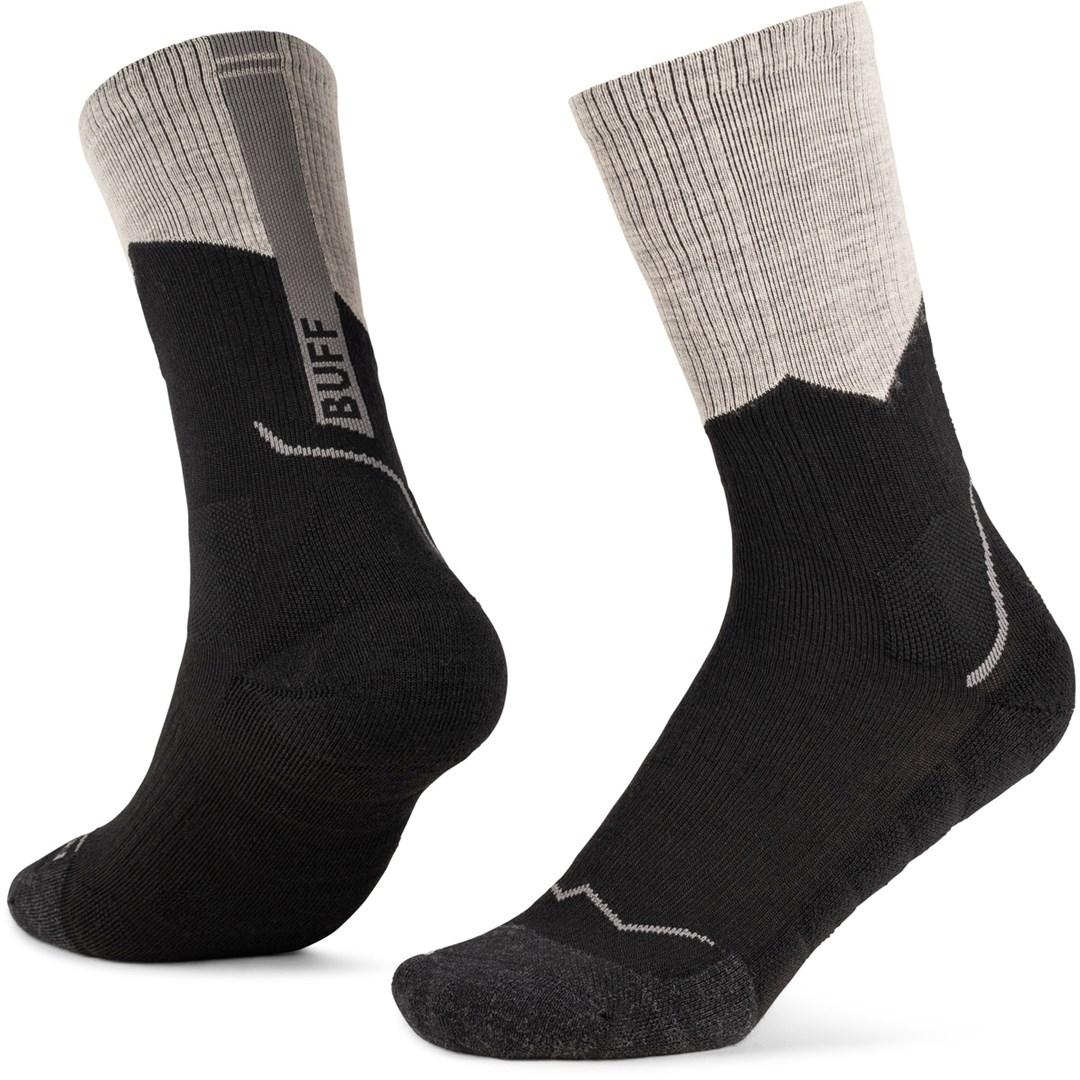 Buff Merino MW Crew Socks MWC1 mellemhøje strømper - sort, unisex, str. L 42-44