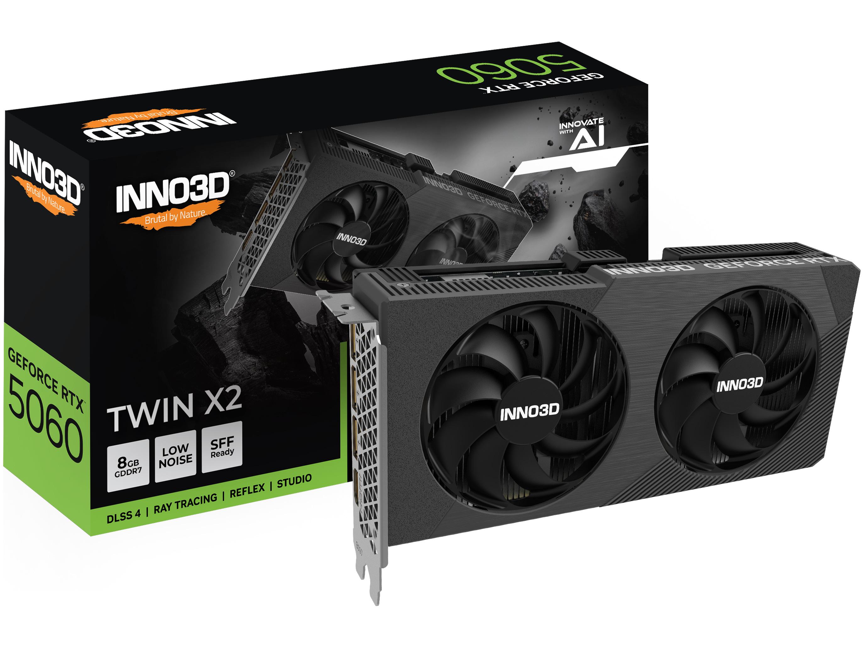 INNO3D GeForce RTX 5060 Twin X2 V2 grafikkort - 8 GB GDDR7, PCIe 5.0, HDMI, 3 x DisplayPort