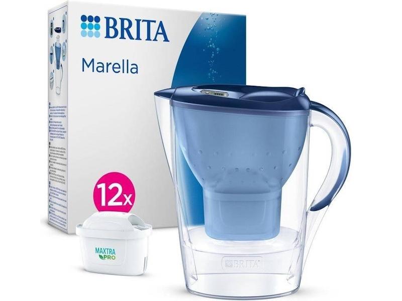BRITA Marella vandfilterkande blå inkl. 12 Maxtra Pro filtre, 2,4 l manuel vandfilter