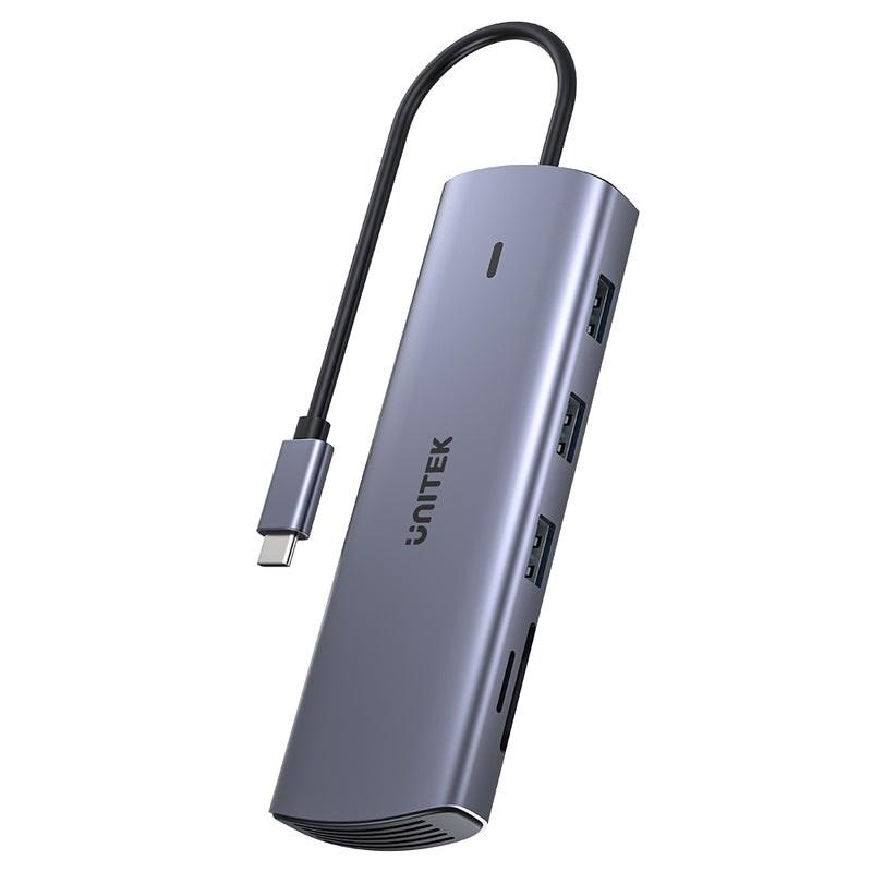 UNITEK 9-i-1 USB-C hub med HDMI, VGA, RJ45, SD-kortlæser og USB Power Delivery op til 100 W