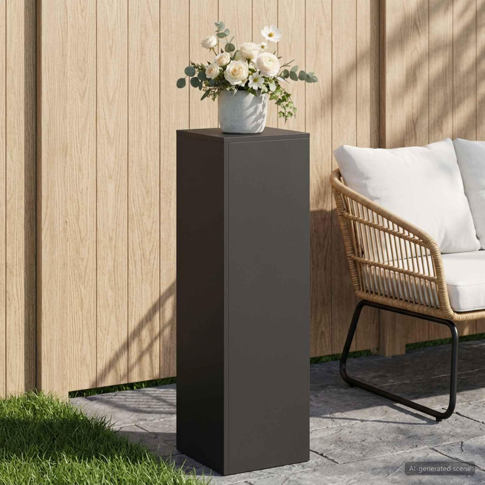Planteholder til udendørs brug i sort stål 30 x 30 x 100 cm - forhøjet plantestativ i industriel stil