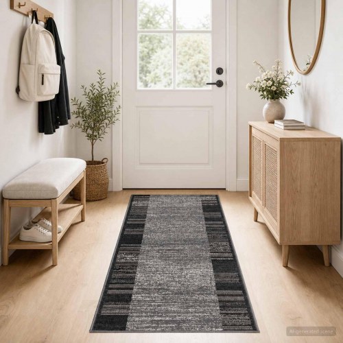 Løbertæppe FLORNES vævet grå 80 x 300 cm