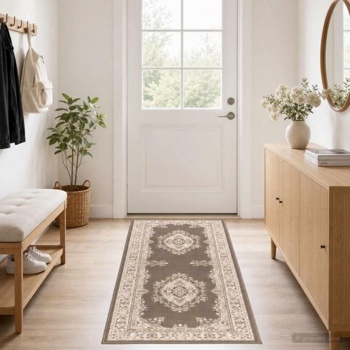 Løbertæppe FLORNES gråbrun 67 x 350 cm